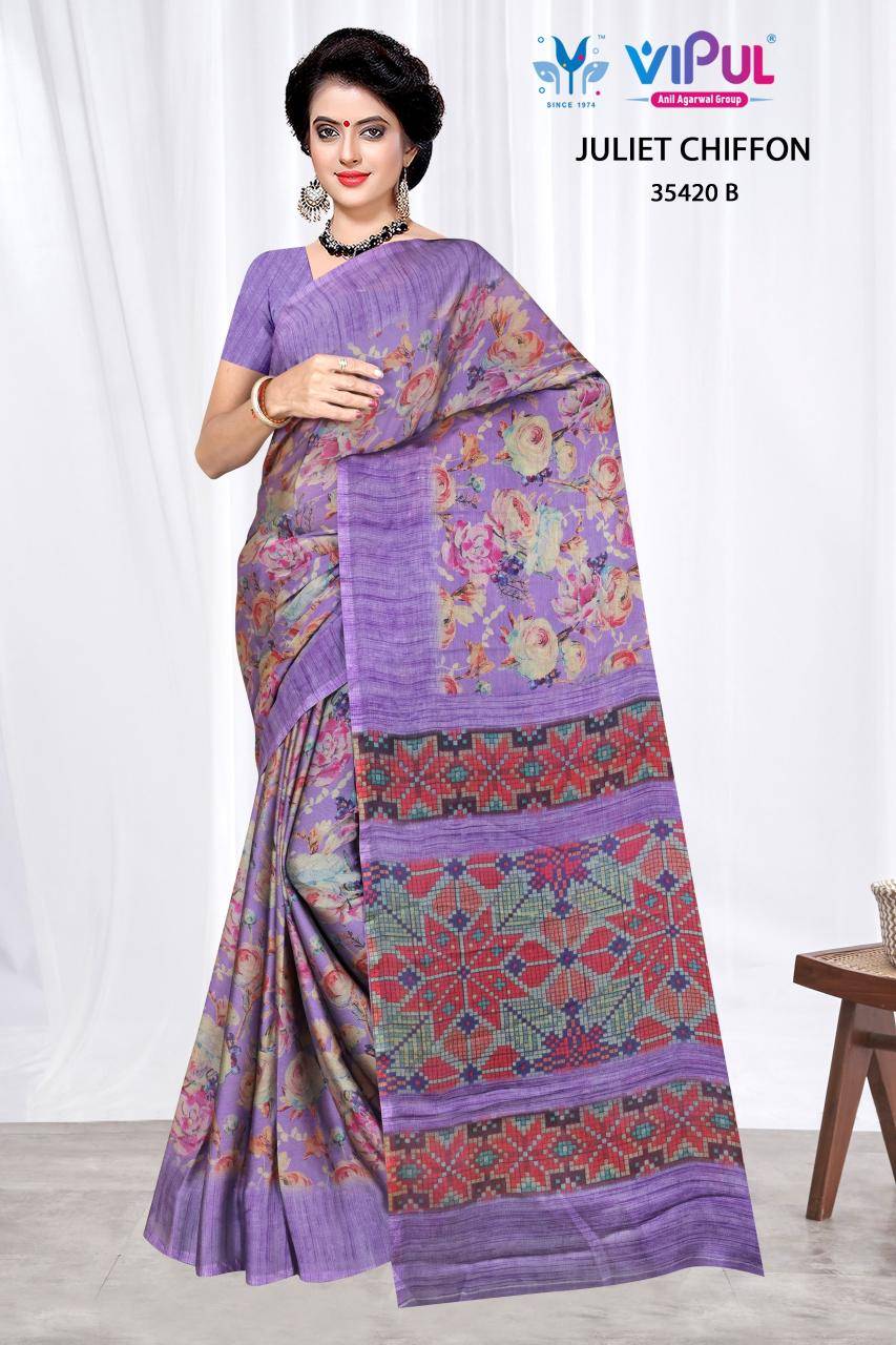 Vipul juliet chiffon d.no 35420 Bulk saree suppliers in Hyderabad